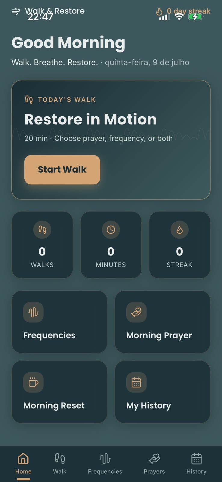 Walk & Restore app screenshot